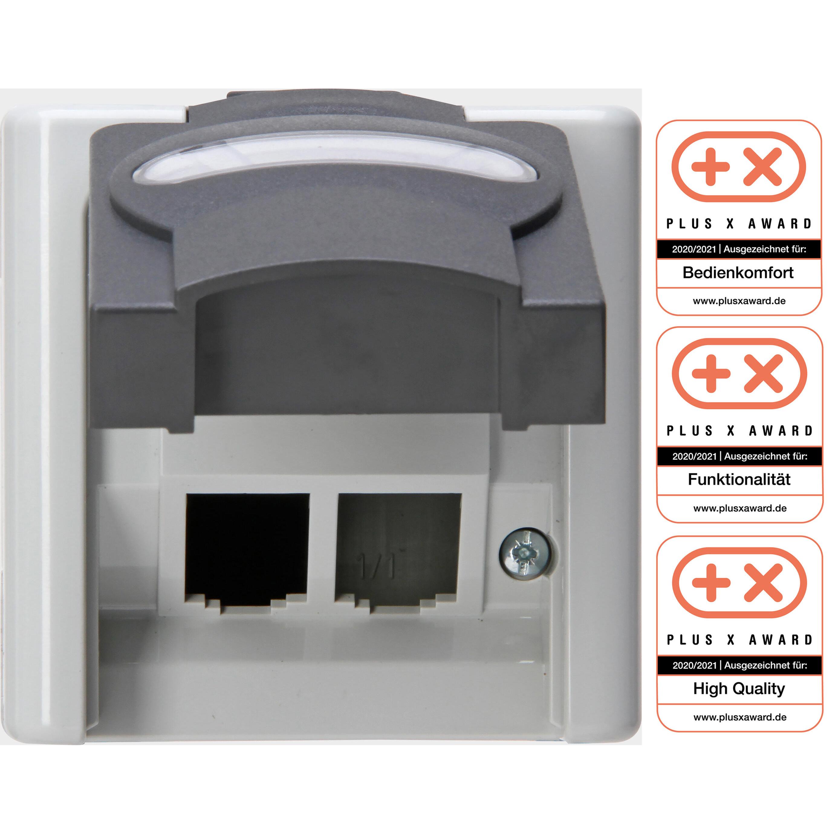 BLUE ELECTRIC - lege behuizing tbv 2x RJ45 IP44, grijs