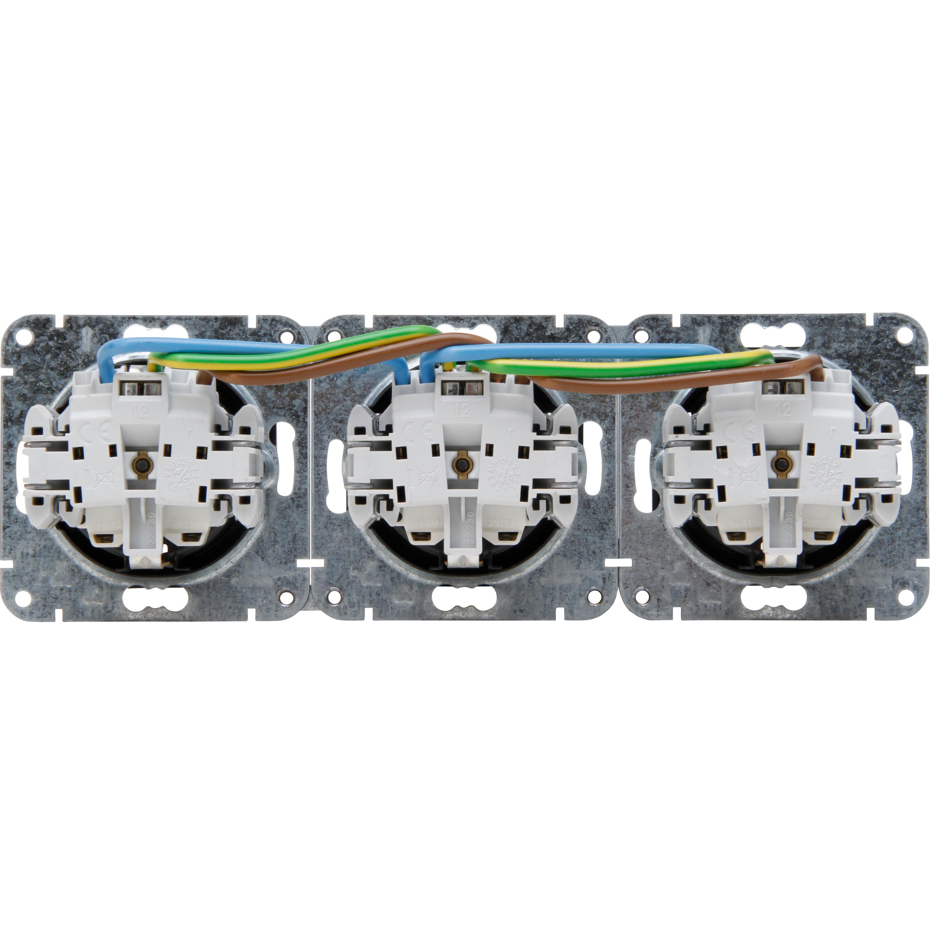 HK07 - KombiQuick, 3x wandcontactdoos 1V RA SH, mat-zwart - Afbeelding 3