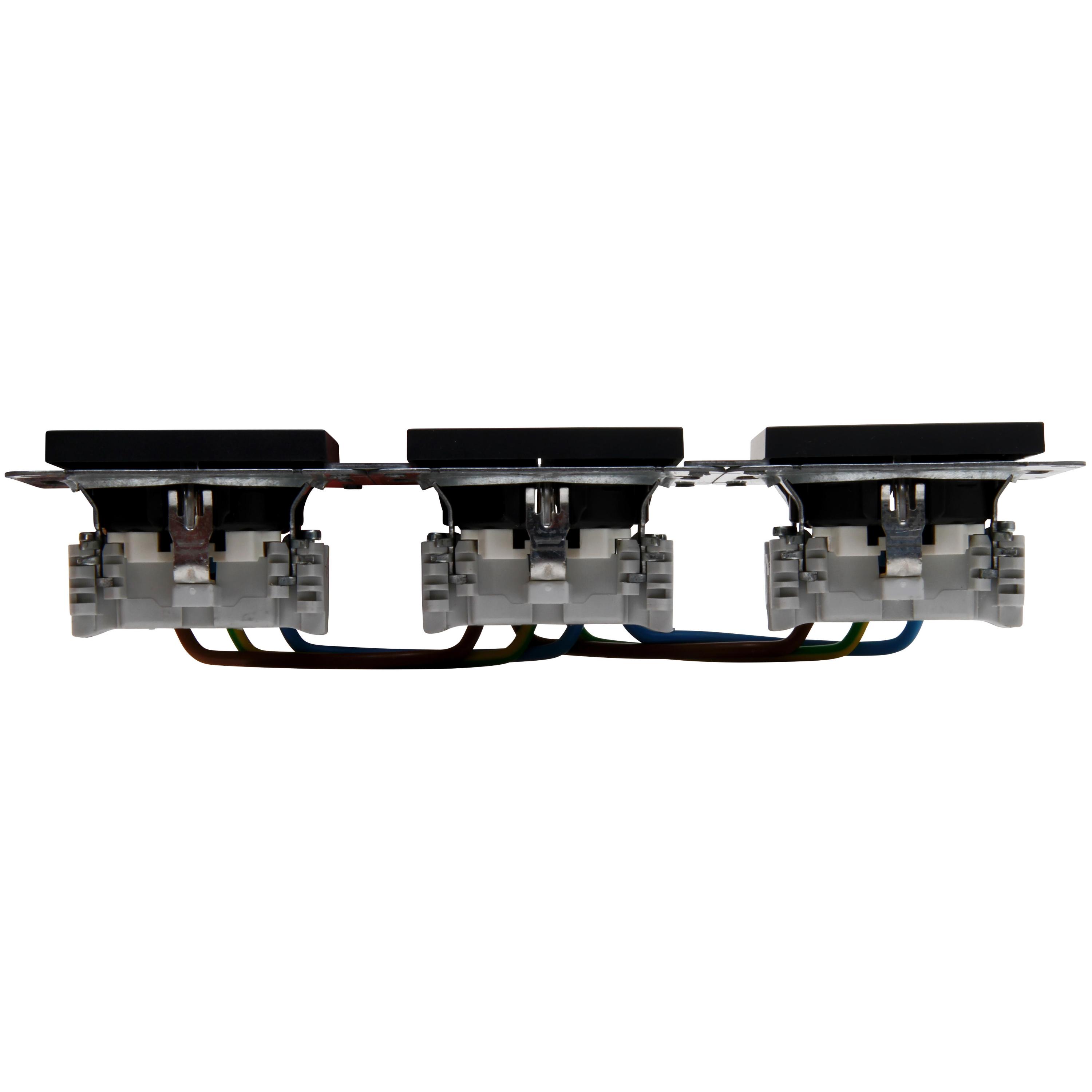 HK07 - KombiQuick, 3x wandcontactdoos 1V RA SH, mat-zwart - Afbeelding 5