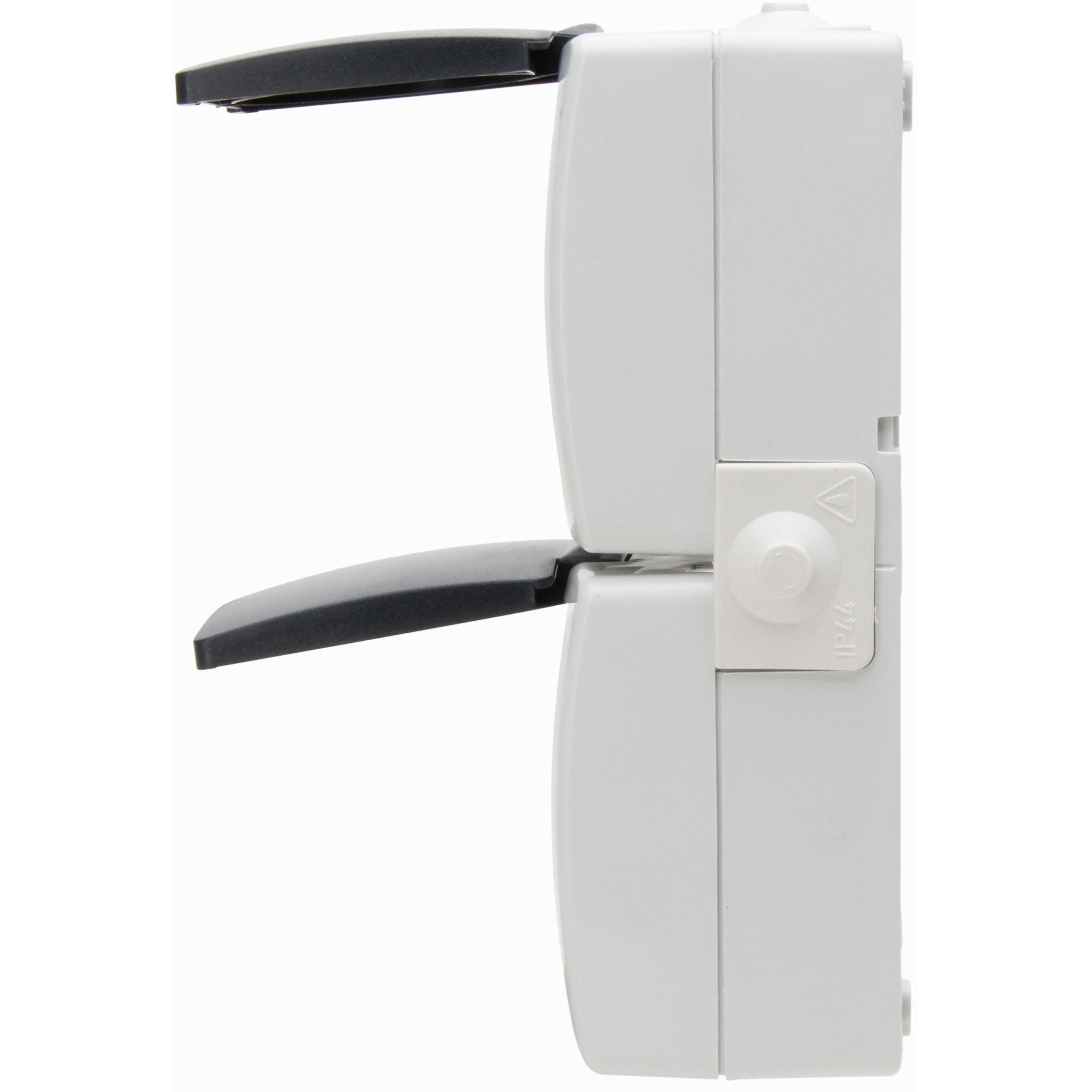 Nautic - wandcontactdoos 2V RA deksel IP44 vert., grijs - Afbeelding 6