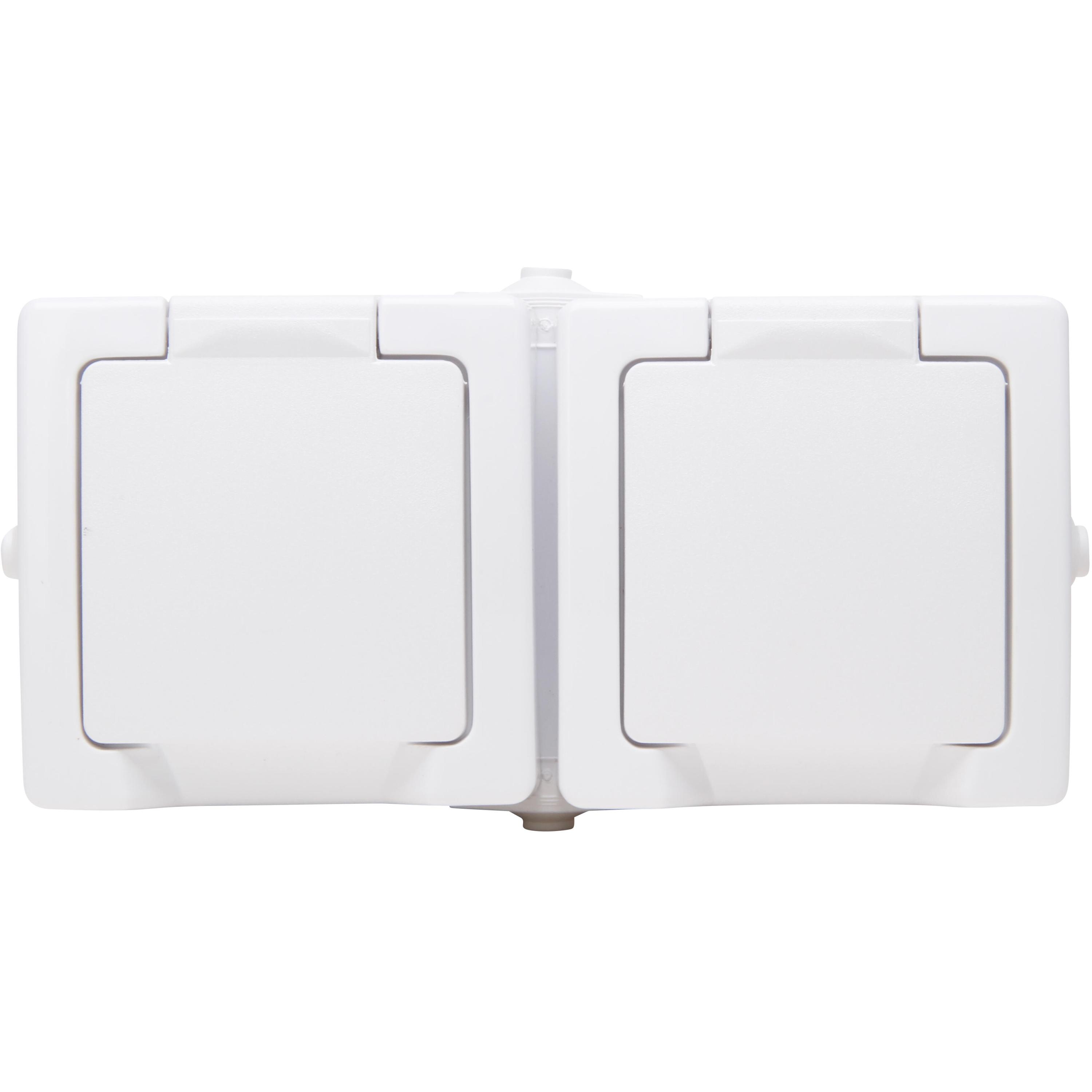 Nautic - wandcontactdoos 2V RA deksel IP44 horz. arctic wit - Afbeelding 2
