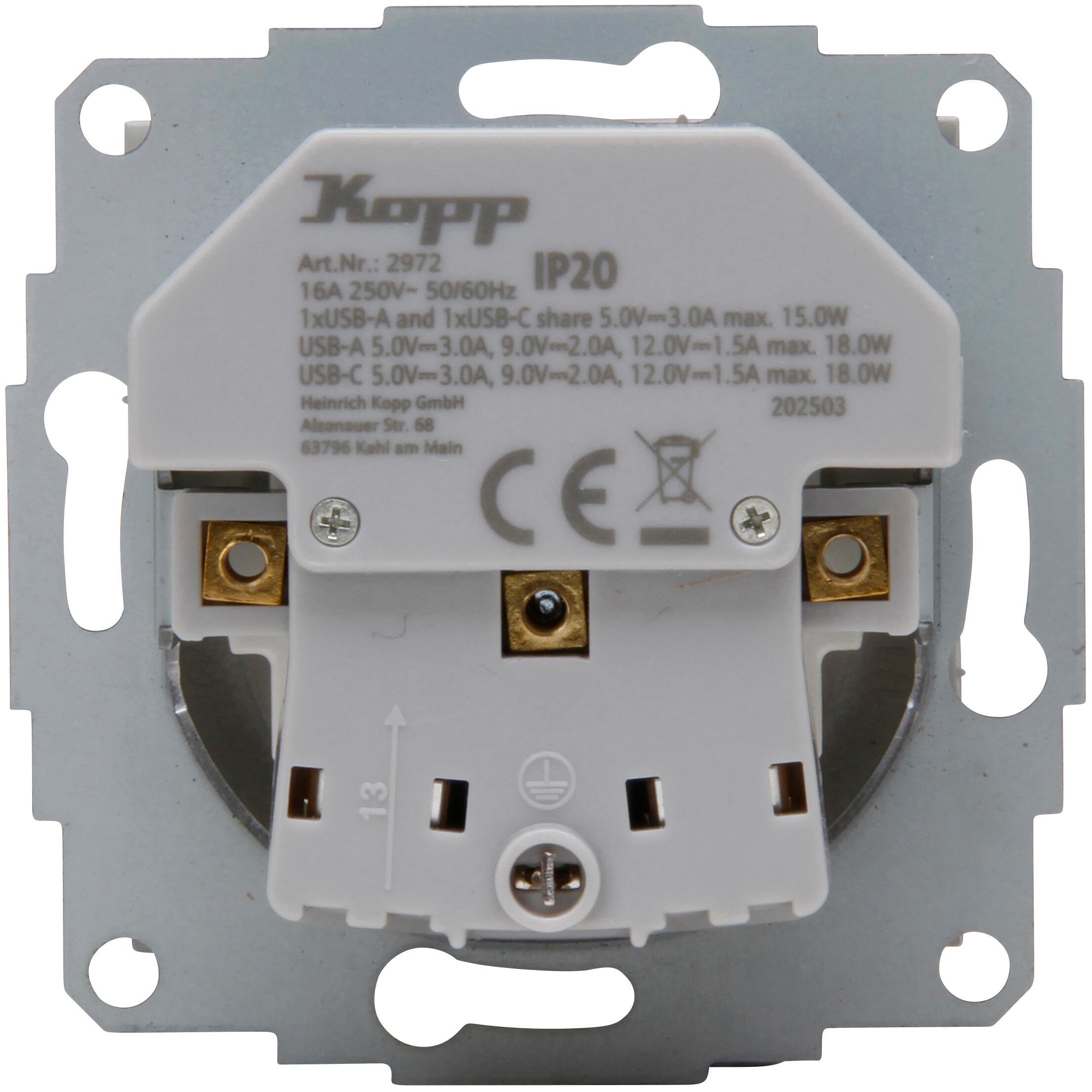 HK07 - wandcontactdoos 1V RA USB A+C, helder wit - Afbeelding 3