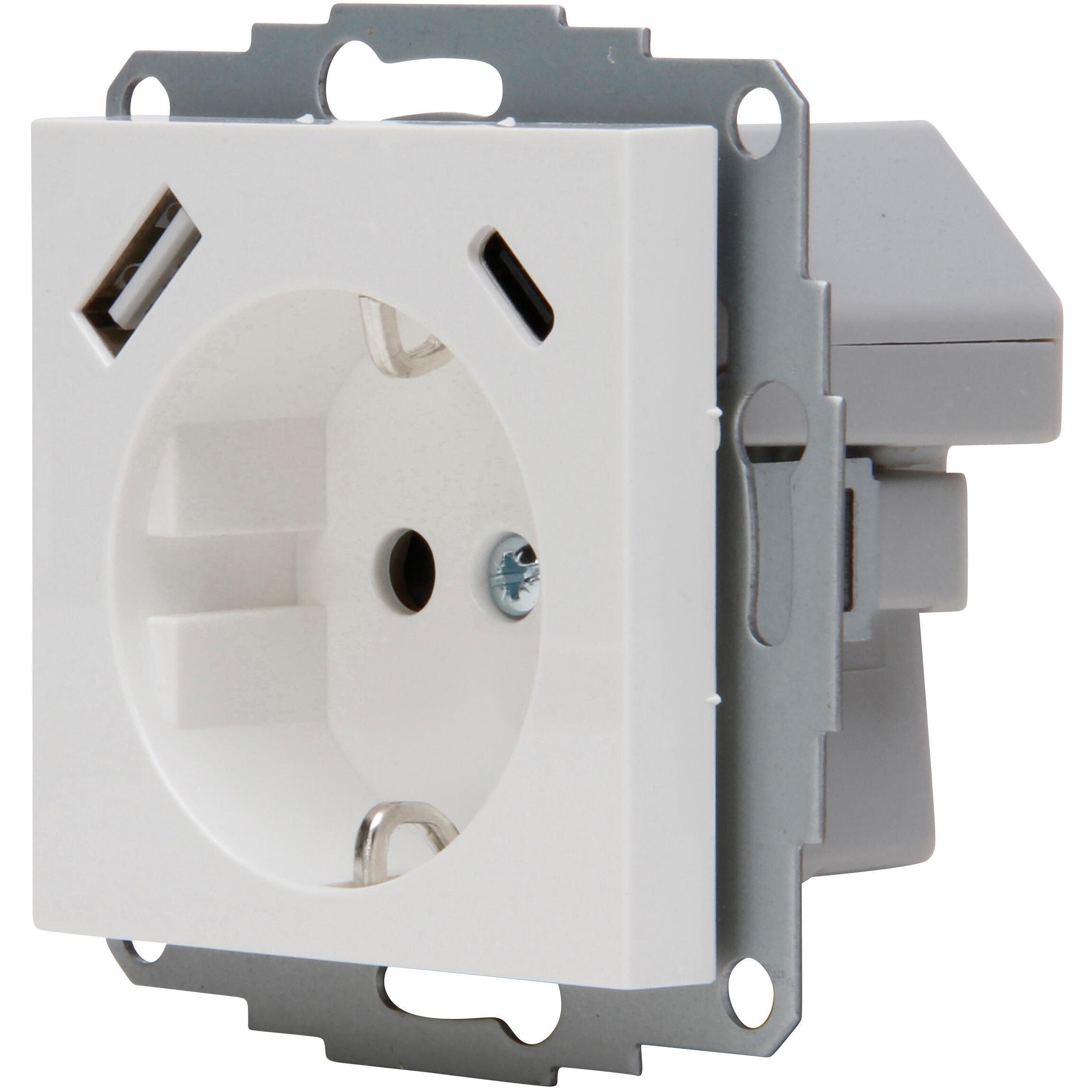 HK07 - wandcontactdoos 1V RA USB A+C, helder wit - Afbeelding 8