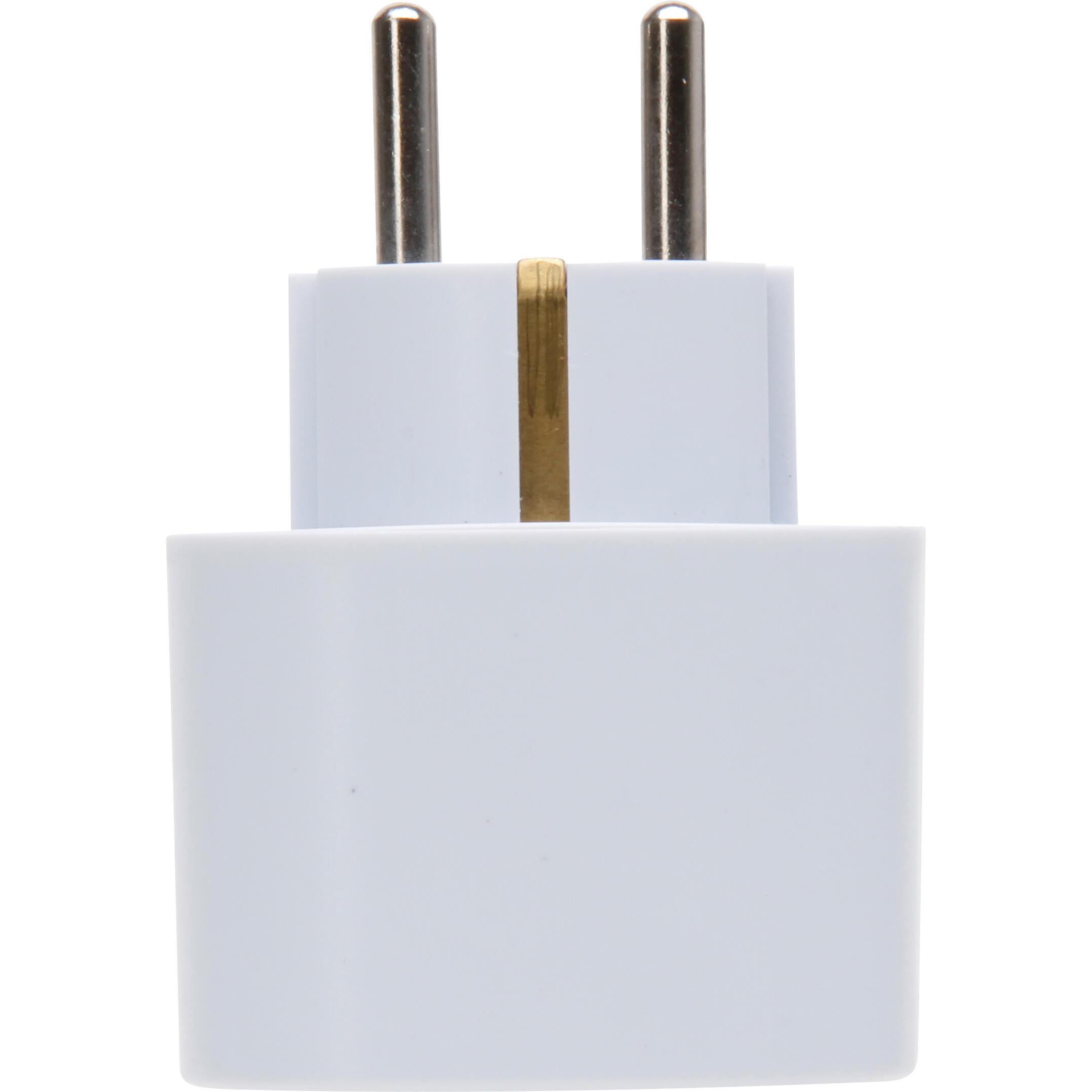 Adapter 1V RA SH + USB-A + USB-C , 2,4A wit - Afbeelding 4