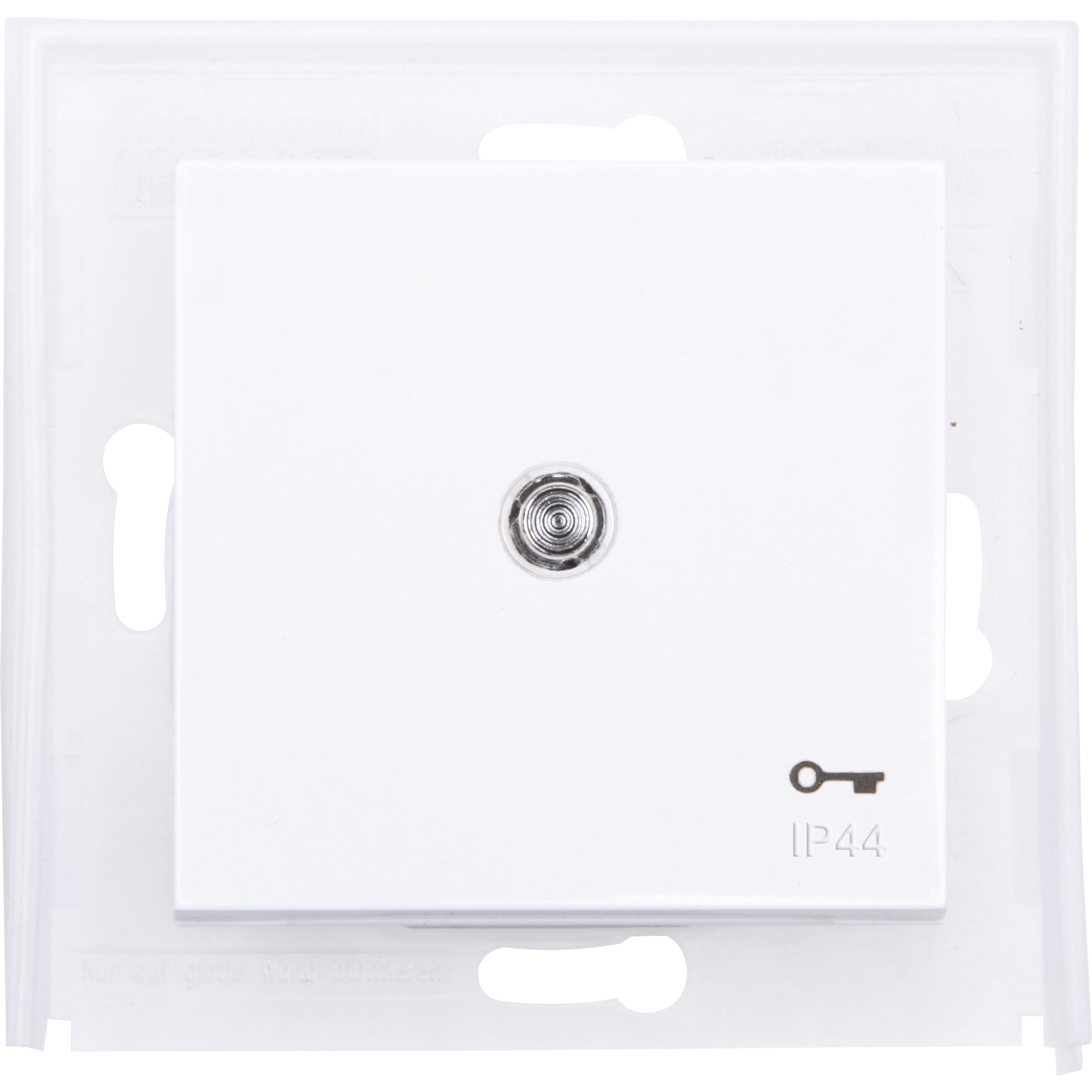 HK07 IP44 - wip enkel met lens transp., symbool "Sleutel", IP44, mat-wit