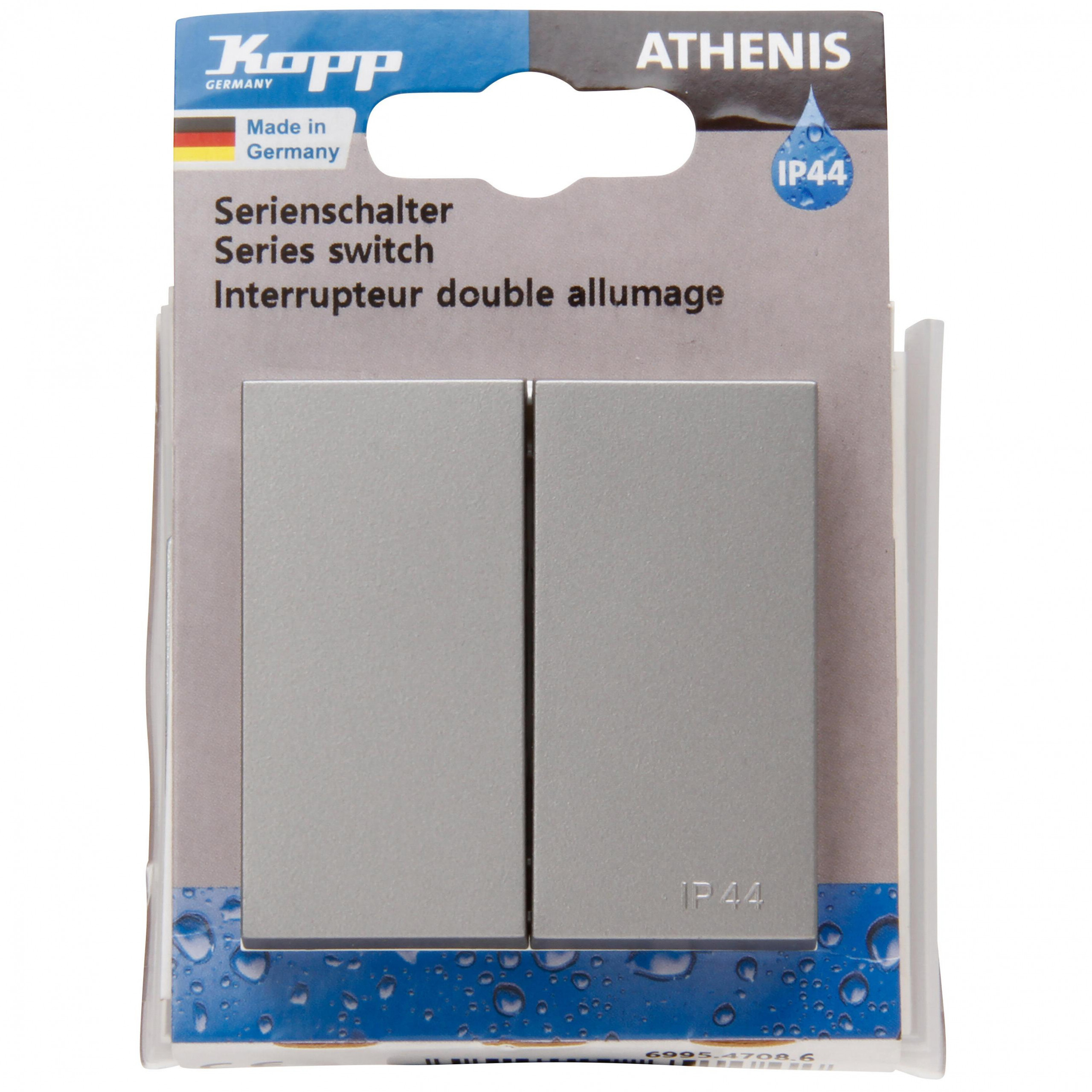 ATHENIS IP44 - serieschakelaar staal - Afbeelding 2