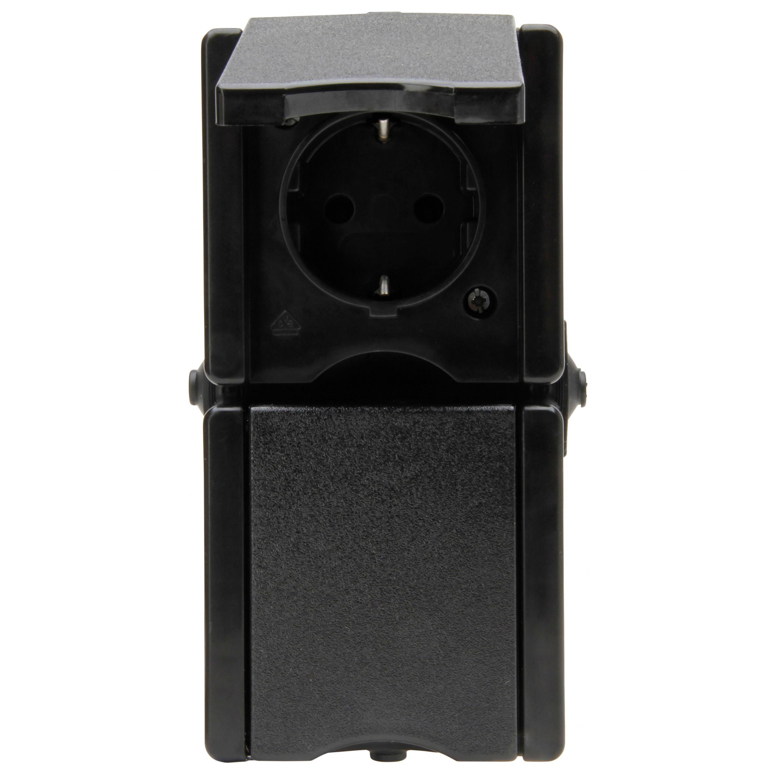 ProAQA - wandcontactdoos 2V RA deksel IP44, verticaal, zwart