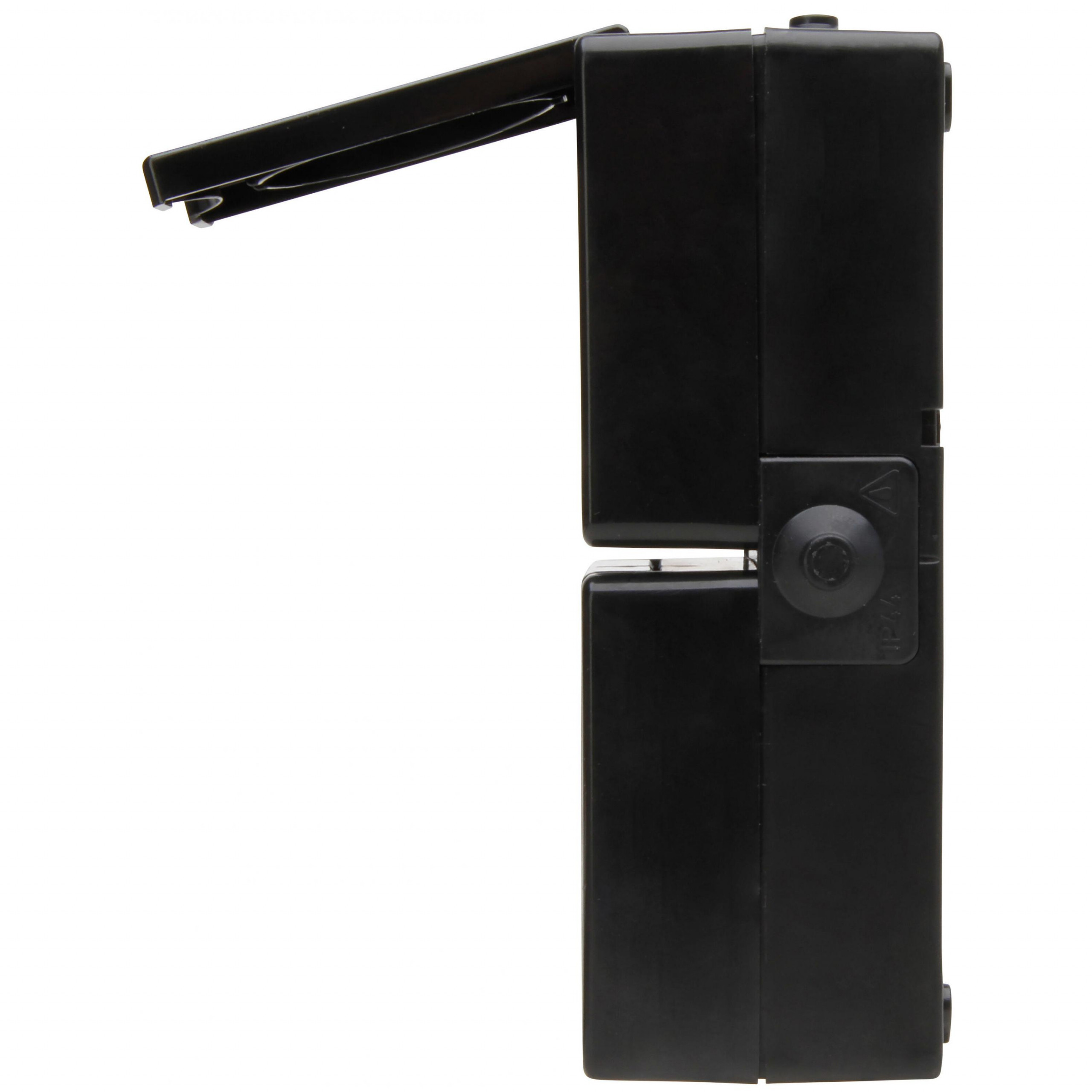 ProAQA - wandcontactdoos 2V RA deksel IP44, verticaal, zwart - Afbeelding 6